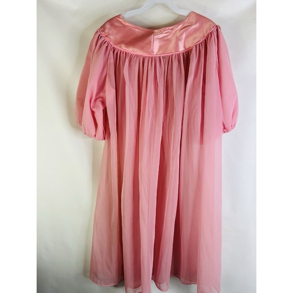 Vintage 60s Pink Nylon Chiffon Flowy Peignoir Gown USA  Fairy Angel - Picture 8 of 8